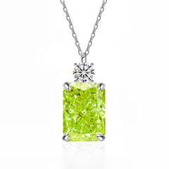 Deep Tanzanite Rectangular Necklace With Ice-Flower Cut High-Carbon Diamond Pendant