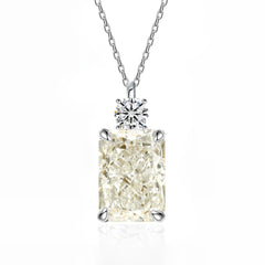 Deep Tanzanite Rectangular Necklace With Ice-Flower Cut High-Carbon Diamond Pendant