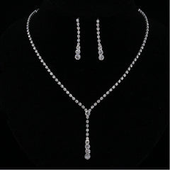 simple bride Rhinestone Necklace ear suit 2 pieces of wedding jewelry sweater chain