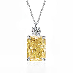 Deep Tanzanite Rectangular Necklace With Ice-Flower Cut High-Carbon Diamond Pendant