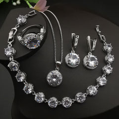 European And American Style Jewelry Round Diamond 4 PCs Set